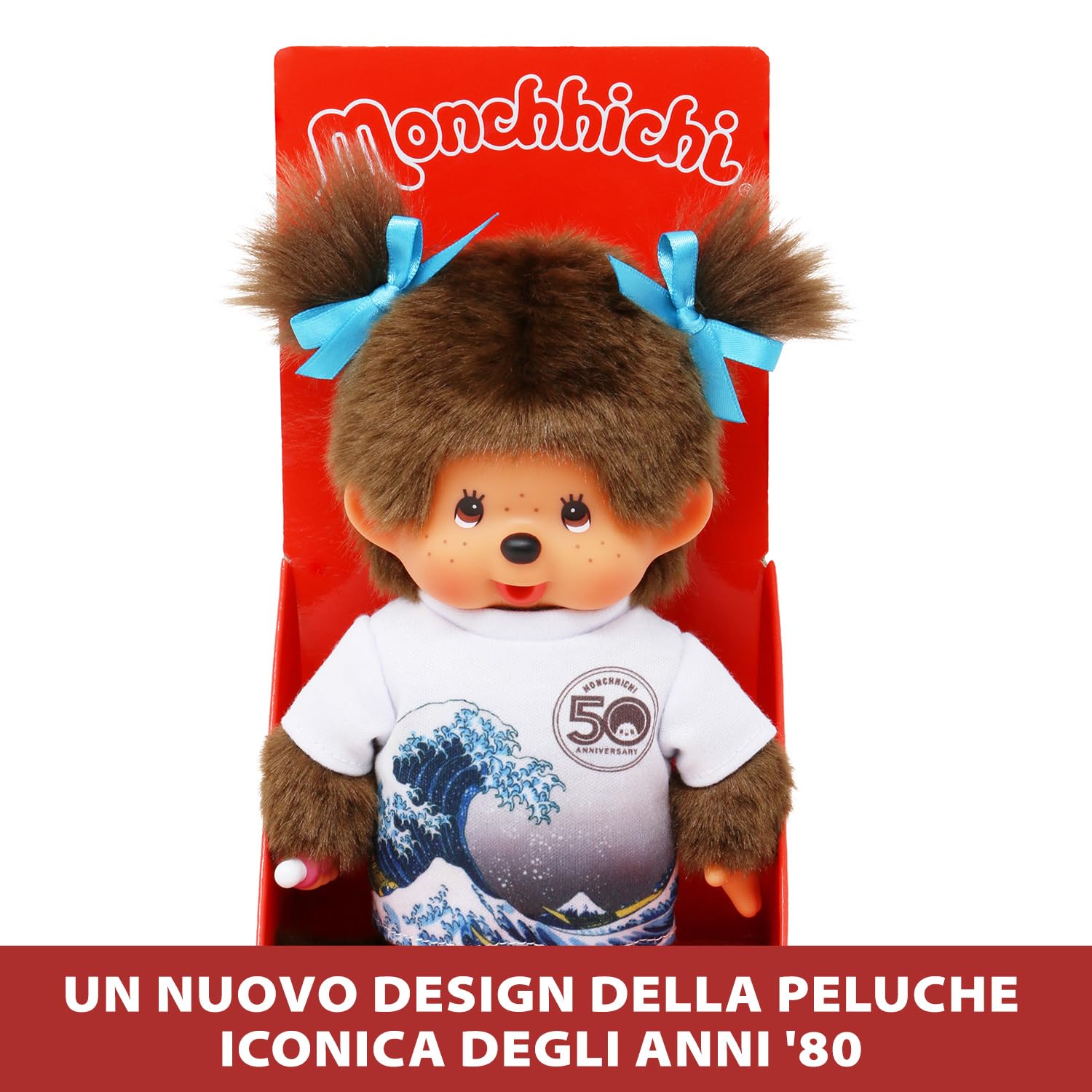 Bandai Monchhichi 50 Years Onda Hokusai Monchhichi Soft Toy 80s